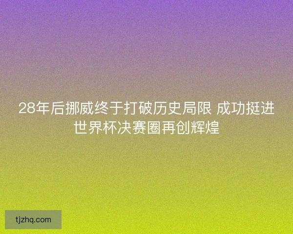 28年后挪威终于打破历史局限 成功挺进世界杯决赛圈再创辉煌